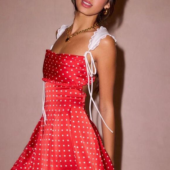 For Love And Lemons Dresses & Skirts - For Love & Lemons x UO Holland Mini Dress | Red / White Polka Dots | M | NWT